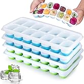 4 Pack Ice Cube Trays with Lids, JRISBO BPA Free Silicone Ice Cube Moulds LFGB Certified, Stackable Ice Cube Mold for Baby Fo