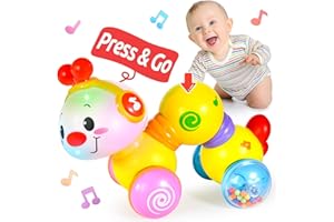 eastsun Baby Toys 6 Months Plus,Press and Go Caterpillar Crawling Toys with Music and Light Up Face, Baby Toddler Toys for 6 8 9 10 11 12 months,1 year old boy girl gifts,1st Birthday Gifts