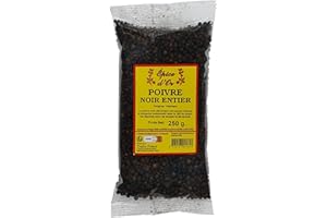 Poivre Noir En Grain 250g - Epice d'Or, 100% Naturel, En Grain, Végan, Sans Additifs ni Conservateurs Pour Une Saveur Authentique
