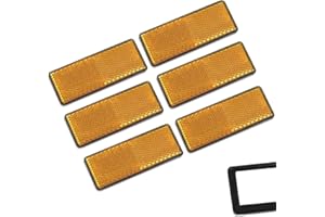 AOHEWEI 6 x Catarifrangenti Riflettori Autoadesiva Rettangolare Giallo Sicurezza Posteriore Riflettente Incollare per Recinzione Cancelli Rimorchio Caravan ECE Approvazione (Giallo)