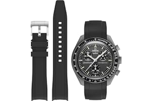 EverAct Cinturino di ricambio per orologio Moonswatch, curvo senza spazi vuoti, compatibile con orologio Omega X, Swatch Moonswatch Speedmaster da 20 mm, Swatch Omega Moonswatch Speedmaster, cinturino