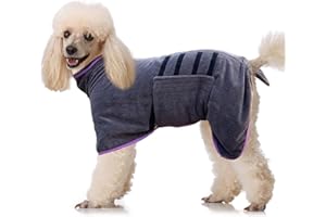 ZEVMI Hunde Bademantel Mikrofaser Saugfähig: Hundebademantel mit Klettverschluss - Hunde Handtuch Saugstark für Große Mittel und Kleine Hunde (L)