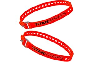 TITANSTRAPS Titan Industrial Straps - Safety Strap Set to Secure Splits, Cargo Bikes, Garden Hoses, Wood Working Projects - 70 lb. Working Load, 25" Length, Fluoro Orange, 2-Pack