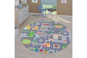 TT Home Tappeto Stanza Bambini Auto Bambini Strada Antiscivolo Moderno, Colore: Grigio, Dimensione:80x150 cm