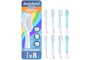 ‎DEMIRDENTAL demirdental Ersatzbürsten for Kids passend für Philips Sonicare Ersatzbürsten Kids, Kinder Schallzahnbürsten, Kinder Ersatzbürsten ab 7 Jahre, entspricht HX6044, Türkis, 8er Set