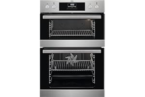 AEG 6000 SurroundCook Built In Double Oven DCB331010M, 61L Capacity, 59.4 cm, Multilevel Cooking, Grill Function, LED Display, Antifingerprint Coating, Stainless Steel