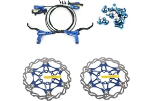 Ensembles de freins à disque hydrauliques SUMC Zoom Ensembles de vélo de montagne Ensemble avant et arrière VTT avec rotor à disque flottant 160 mm et boulons de couleur (Bleu)