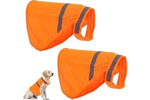 LYREH 2pcs Gilet Réfléchissant pour Chien, Taille Grand Gilets Sécurité Chiens Orange Vif Haute Visibilité Adaptés à l'Entraînement en Extérieur au Jogging et à Chasse