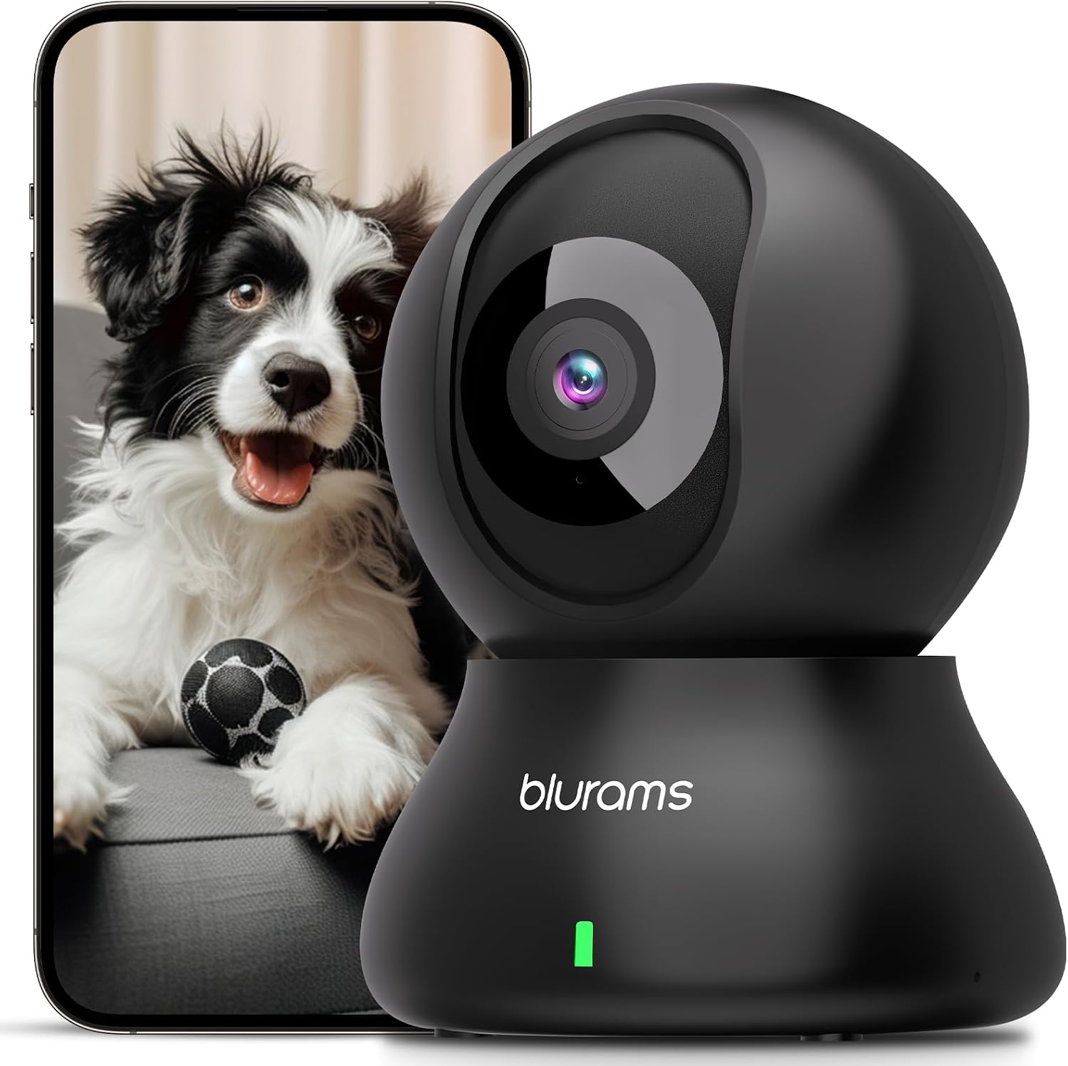blurams Pet Camera 2K Black, Indoor Camera, Dog Camera, 360° Home Security Camera, 2.4g & 5g, Night Vision, Motion Tracking, 