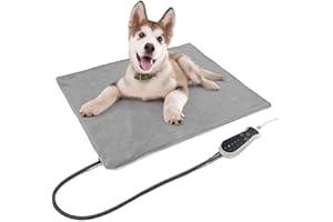 RC SLL Heated Cat Bed 33 * 44cm, Pet Heating Pad for Dogs Cats, Pet Heated Bed Mat with Smart Thermostat Switch, Waterproof, Chew-Resistant Cord for Whelping Box