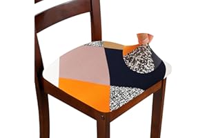 ZHILING Stretch Chair Seat Covers for Dining Room Set of 4, Elastic Dining Chair Seat Protector Cover Removable Washable Chair Slipcovers with Ties