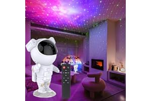 LES-THERESA Proiettore a LED effetto cielo stellato, Astronauta Cielo Stellato Galassia Proiettore, Proiettore Stellare Astronauta, Luminosità E Velocità Regolabili, Ruotabile A 360°, Regalo Per Bambini E Adulti