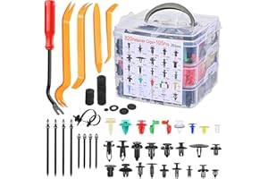 QURXUANWE 925 Pcs Grapas Coche Universales con 5 Herramientas Desmontaje & Bridas Cables, 26 Tamaños Clips Remaches Plástico Auto, Accesorios Clip Fijación Vehículo para Coche Paneles Puerta, Parachoques,Fender