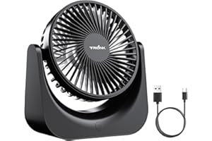 TRILINK USB Ventilator – Kleiner Tischventilator mit 5 Stufen, neigbar, leise & USB-betrieben – Tragbarer Mini-Ventilator für Zuhause, Schreibtisch, Schlafzimmer, Nachttisch, Büro, Reisen und Camping