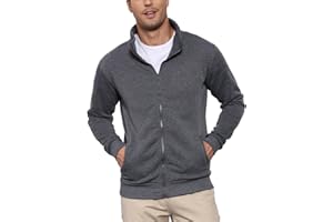 LAOARA Sweat Homme sans Capuche Zippé Sweatshirts Sport Veste Zippée Legere Hiver Sweatshirt Cardigan M-3XL