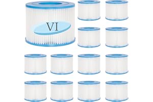 QNINE 12 Stück Whirlpool Filter VI, Pool Filter kompatibel mit Lay-Z-Spa Miami, Palm Springs, Hawaii, Vegas, Monaco, Paris, usw. Filterkartusche für aufblasbare Whirlpool, Größe VI