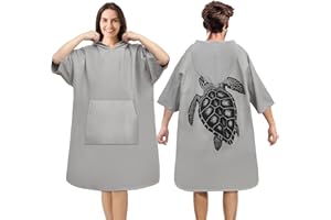 Kulamo Peignoir à Langer Serviette en Microfibre Poncho de Surf avec Capuche pour Plage Surf Natation Plongée, Séchage Rapide & Léger, Convient aux Hommes Femmes Adultes (Gris)