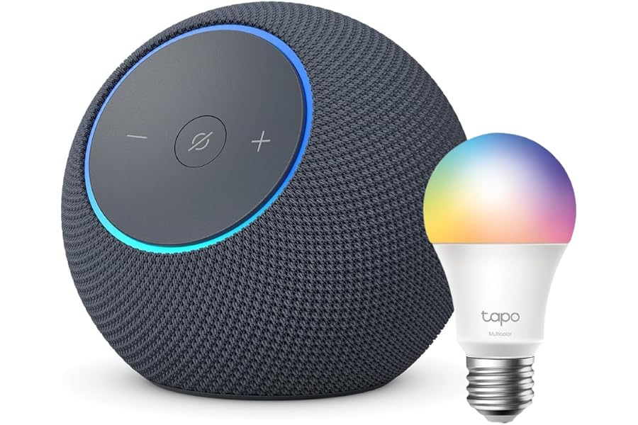 Amazon Echo Dot Max (neueste Generation) + Tapo Smart Glühbirne (E27), kompatibel mit Amazon Alexa -