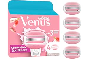 Gillette Venus Comfortglide Spa Breeze Women's Razor Blade Refills, Pack of 4, 3 Built-in Blades for a Smooth, Close Shave That Lasts