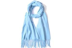 GERIINEER Winter Long Wool Soft Warm Tassel Scarves for Women Men Ladies 25 Solid color Scarfs Women Men Shawls and Wraps