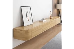 Coubird Floating TV Unit, Wall Mounted TV Cabinet, Floating Shelves with Doors & Drawer, Modern Entertainment Media Console Center Storage TV Bench for Living Room & Office (Brown, 120cm/47.2in)