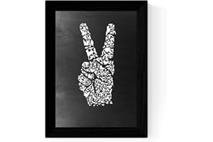 Nacnic Lámina en blanco y negro Se paz en tamaño A3 Poster con fondo negro estilo pizarra. Papel 250 gr y tintas de