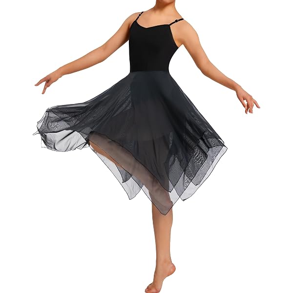 Inlzdz Robe Danse Ballet Latine Salsa Asymétrique Mousseline - XS à 3XL