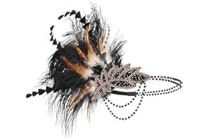 BABEYOND Bandeau à Plumes Pailletté-Coiffes en Plumes et Strass pour Femme Style Gatsby Années 1920