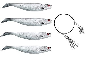 ‎PETRI'S CATCH 2016 PetrisCatch 4er Gummifisch Set + 4 Stahlvorfächer, 15cm, UV aktiv, Hecht, Zander