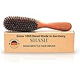 SHASH Since 1869: The Classic 100% Boar Bristle Hair Brush - Made in Germany for Thin to Normal Hair | Naturally Conditions, Improves Texture, Exfoliates, Soothes, and Stimulates the Scalp