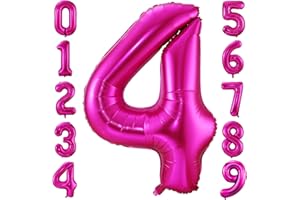 IEFOAH 40in Hot Pink Balloon Number 4, Helium Foil Mylar Giant Number 4 Balloon for Girls Birthday Party Wedding Anniversary Decoration