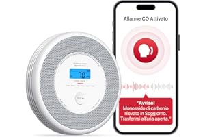 X-Sense Rilevatore di fumo e monossido di carbonio, allarme antincendio con vocale e annuncio della posizione, allarme casa senza fili compatibile con l'app X-Sense Home Security, XP0A-iR, 1 pezzo