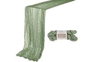 BOUBONI 1 Pack 10ft Sage Green Cheesecloth Table Runner 35x120 Inch Boho Gauze Table Runner Cheese Cloth Table Runner for Birthday Party Wedding Decoration Baby Shower Christmas Decor Special Events