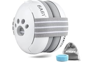 ZOHAN 001 Cuffie Antirumore per Bambini, Paraorecchie per Bambini di Età Superiore Ai 6 Mesi, Cancellazione del Rumore di Alta Qualità, Confortevole E Regolabile,Ideale per Ridurre Il Rumore- Bianco