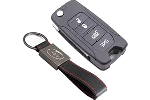 KASER Cover Guscio Chiave Telecomando compatibile per Fiat Freemont per Jeep Renegade 500X Scocca Ricambio a 4 Tasti con Portachiavi in Pelle