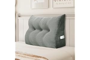 Johnear Poduszka klinowa, poduszka do czytania na łóżko i sofę, poduszka pod oparcie, zagłówek, łóżko, oparcie łóżka, duża trójkątna poduszka lędźwiowa (szara, 100 cm)