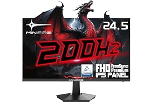 Minifire 24.5 Inch 200Hz Gaming Monitor, Full HD 1080p Fast IPS, 1ms MPRT, Adaptive-Sync, DCI-P3 95%, sRGB 120%, Blue Light Certified, HDMI2.0&DP1.4, VESA 75X75mm (MFG25X1)