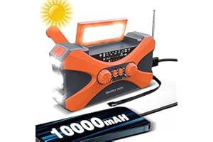 HERSANCE Kurbelradio 10000mAh Notfallradio mit Handyladefunktion Solar Radio AM/FM/WB, Radio Kurbel Notfall mit Taschenlampe, Leselampe, SOS Alarm, Weltempfänger Radio für Camping, Reisen, Outdoor
