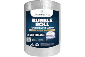 SecureShip Heavy-Duty 40 Gsm Thickness 1 Meter Wide Bubble Wrap Roll Perfect for Shipping, Moving, and Storage Needs, Cushion