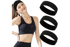 DMNQ 3 Stück Haarband Damen Schwarzes Haarband Lauf Stirnband Damen Rutschfestes Elastisches Breites Stirnband Weiches Stoff-Stirnband Elastisches Fitness-Sport-Stirnband Elastisches Breites Haarband