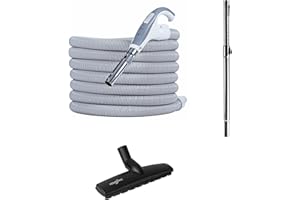 Housevac Reinigungszubehörsatz: EIN Zentralstaubsauger Saugschlauch 10.5m, EIN Teleskoprohr mit Clip, eine Doppelfunktionsbürste für Teppiche und Parkette