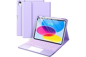 Vobafe Tastiera iPad 10 Generazione 10.9 Pollici 2022, Cover con Tastiera Rimovibile iPad A16 11 Gen 2025 con Trackpad, Italiano QWERTY con 7 Colori Illuminato, Custodia con Portapenna,Lavanda