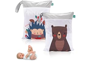 UINNOSSVC 2 Borsa Per Pannolini Lavabili Riutilizzabile, Impermeabile A Doppia Cerniera Pannolini Lavabili, Borsa Per Pannolini Impermeabile, Bagnato e Asciutto, Per Pannolino Del Bambino, Viaggi, Spiaggia