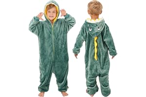 YLLSOPHAN Boys Girls Unisex Animal Hoodie Cow Dinosaur Frog Koala Bunny Panda Winter Onesie Pyjamas Jumpsuit Sleepsuit Soft Fleece Extra Thickness