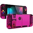 eXtremeRate DIY Replacement Shell Buttons for Nintendo Switch, Back Plate for Switch Console, Housing with Colorful Buttons for Joycon Handheld Controller - Clear Candy Pink [No Electronics Parts]