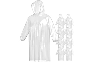 Vaily Poncho de lluvia impermeable desechable - Chubasquero transparente con capucha - 130 x 80 cm,Talla única - 8 unidades