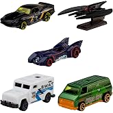 Hot Wheels 5'li Batman ara&ccedil; paketi, Batmobile, Batplane ve zırhlı kamyon gibi 5 adet 1:64 &ouml;l&ccedil;ekli metal oyuncak araba, JLN10