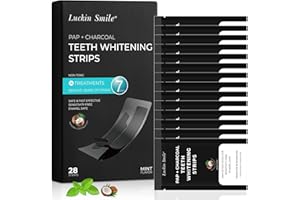 ‎LUCKIN SMILE Teeth Whitening Strips, 28PCS Professionell Zahnweiß-Streifen, Bleaching Strips für 14 Zahnaufhellung-Sitzungen, Reduziert die Empfindlichkeit der Zähne und entfernt Zahnflecken (Black1)