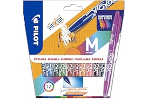 PILOT - Frixion Ball - Penna a sfera cancellabile con inchiostro termosensibile - roller ricaricabile in plastica riciclata - 12 colori - Punta media