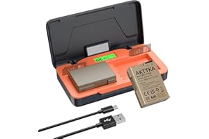 ‌AKTTKA EN-EL14 Battery 1680mAh (2Pack) 20W Ricarica Rapida Set di Conservazione per Nikon D3100/D3200/D3300/D3500/D5100/D5300/D5500/D5600/P7000/P7200/P7700/P7800/Df, Display LCD, Organizzatore SD